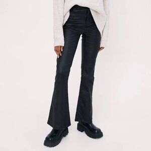 NASTY Gal Black 20% Recycled Coated Denim Flare High Rise Jeans Size US 8 NEW